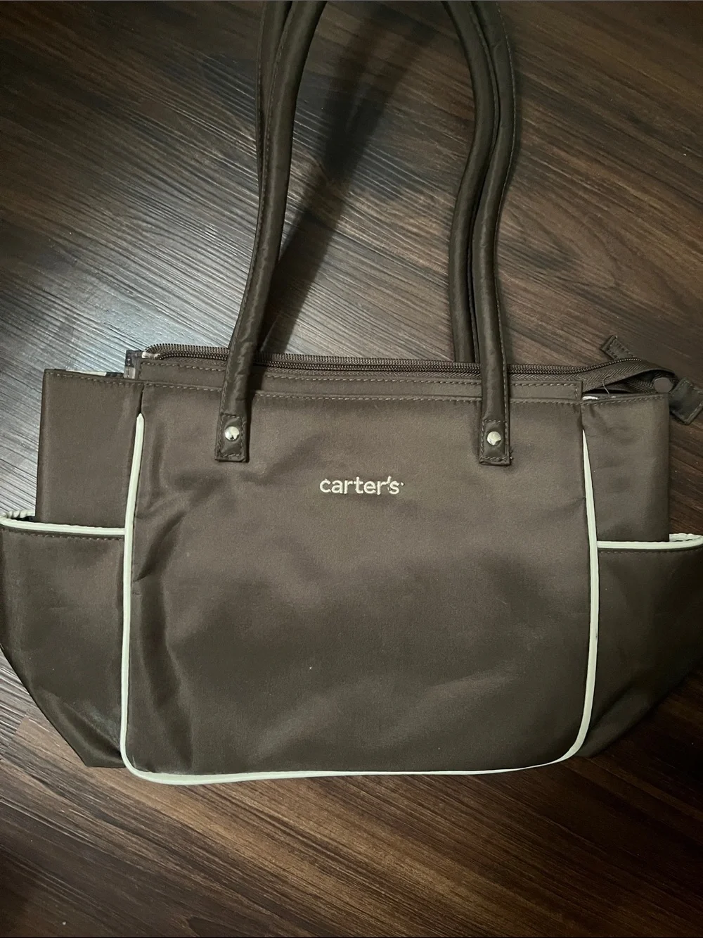Carter's Brown Diaper Tote with White Trim